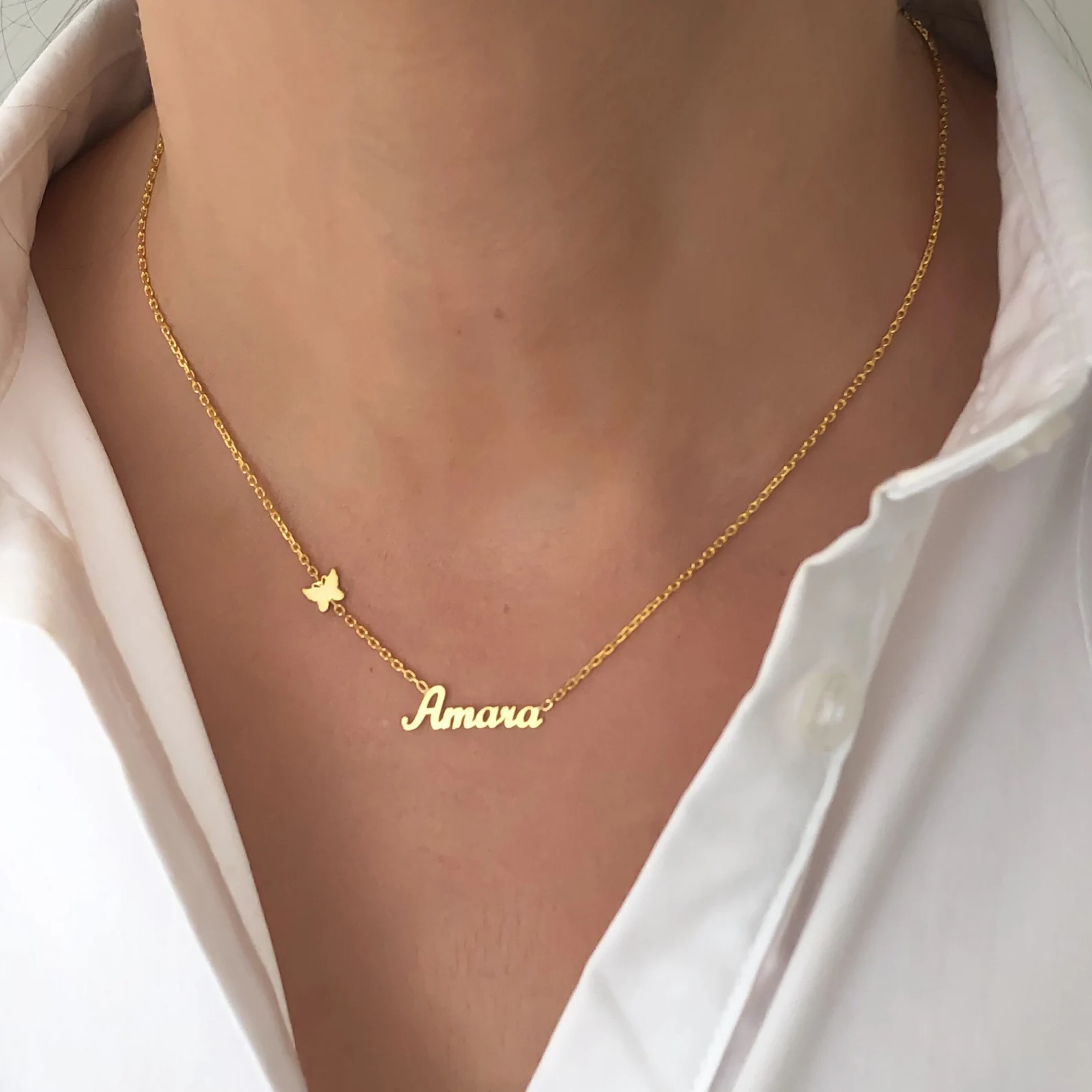 شخصية مخصصة فراشة شكل قلب اسم  - مراجعة Birth Flower Necklace وسعره