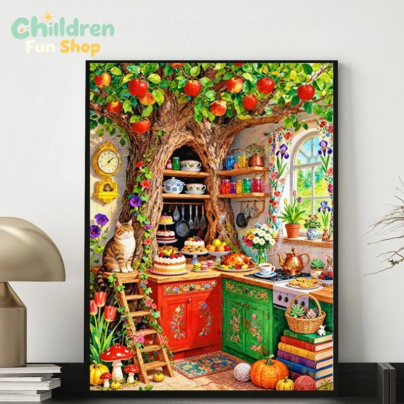 مطبخ شجري فريد من نوعه مع قطة  - مراجعة Photo Mosaic Print وسعره